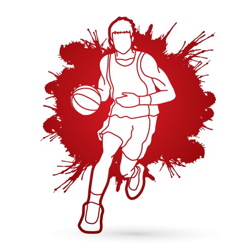 Basketball player running front view vector image