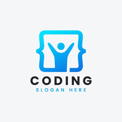 Modern computer programming coding logo design vector image