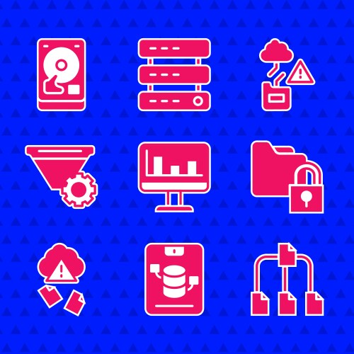 Set monitor with graph chart server data web vector image