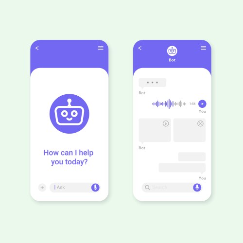 Chat bot mobile application dialog box template vektorbild