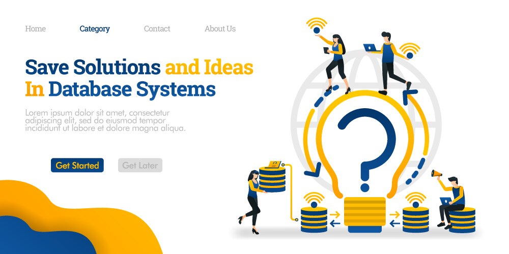 Save solutions and ideas in database system find vector image