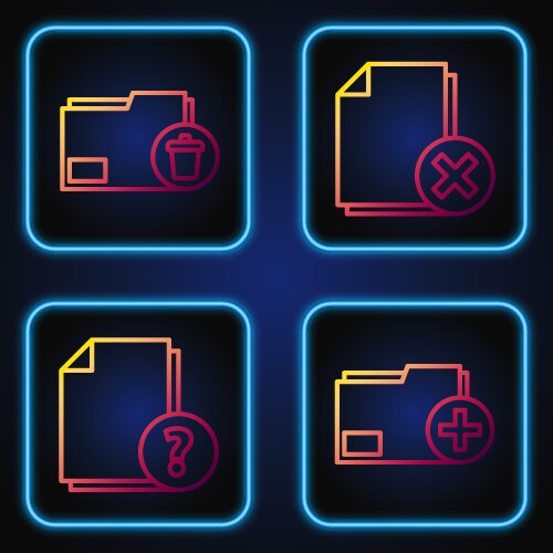 Set line add new folder unknown document delete vector image