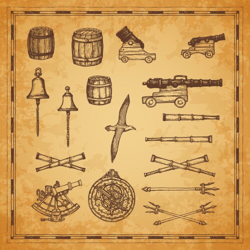 Pirate Navigation & Equipment Vector Image