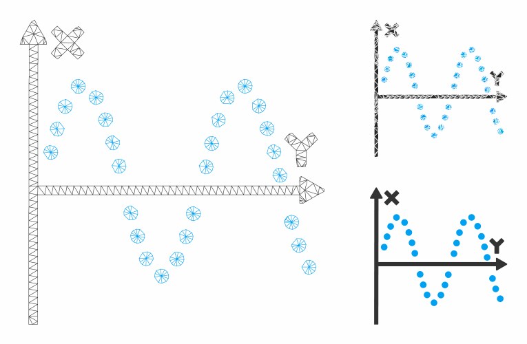 Sine plot mesh carcass model and triangle vector image