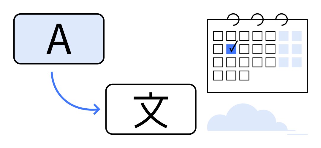 Translation workflow with calendar scheduling vector image