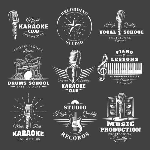 Vintage Musical Labels Set Vector Image