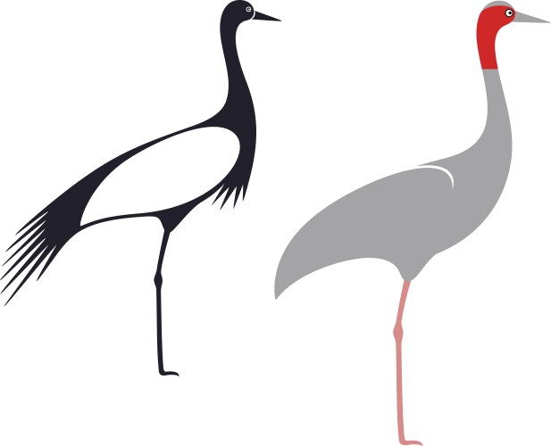 Friendly cute red-crowned or japanese crane icon Vector Image