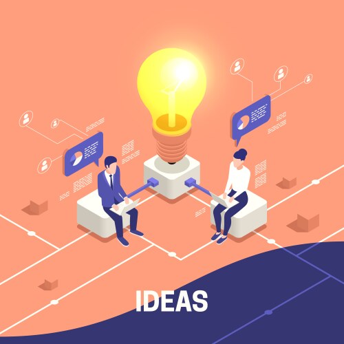 Ideas isometric background vector image