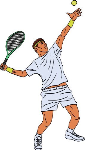 Tennis player serving ball drawing art Vector Image