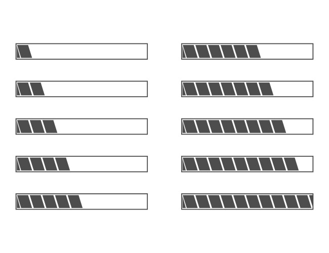 Loading progress bar status from 5 to 100 vector image