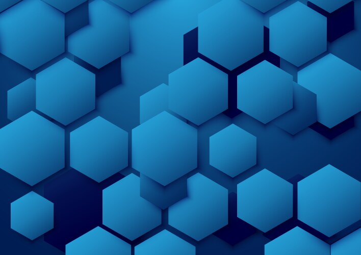 Abstract dark blue arrows and hexagons background Vector Image