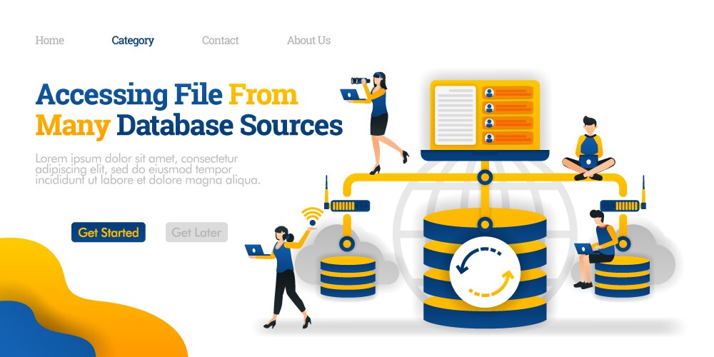 Accessing file from many database source vektorbild