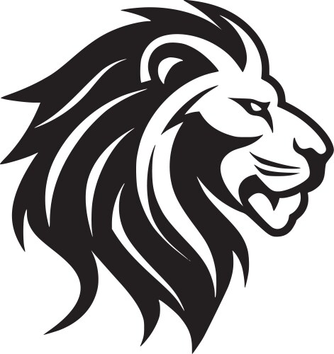 Lion face - black and white Royalty Free Vector Image