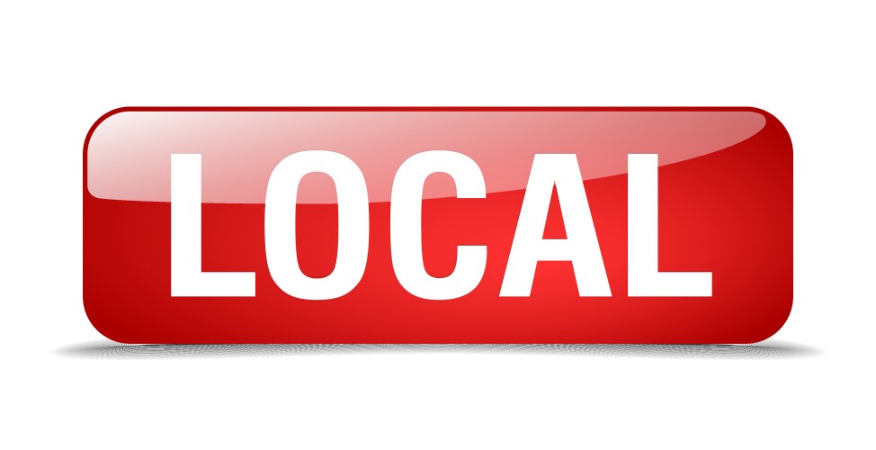 Local red square 3d realistic isolated web button vector image
