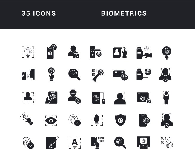 set of simple icons biometrics vector image