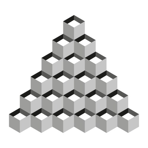 Cube pyramid icon geometric block abstract 3d vector image