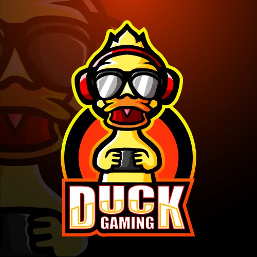 Cute Duck Gaming Mascot Logo Vector Image