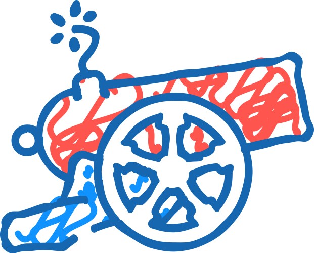 Cannon carnival vintage show icon doodle Vector Image