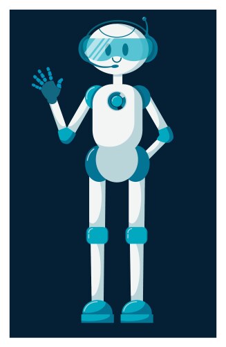 Smiling chat bot character robot helping solve vector image