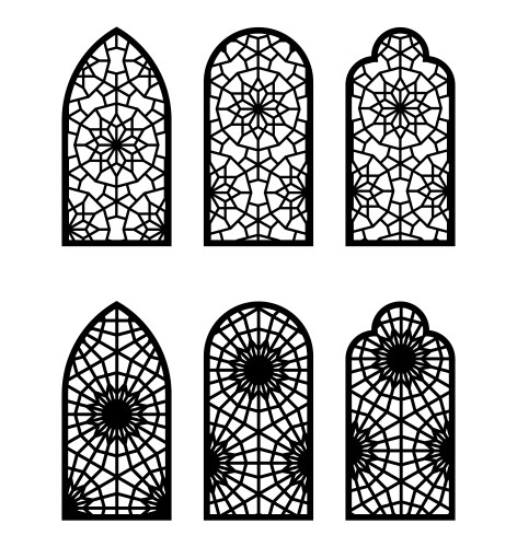 Islamic arch window or door set cnc pattern Vector Image