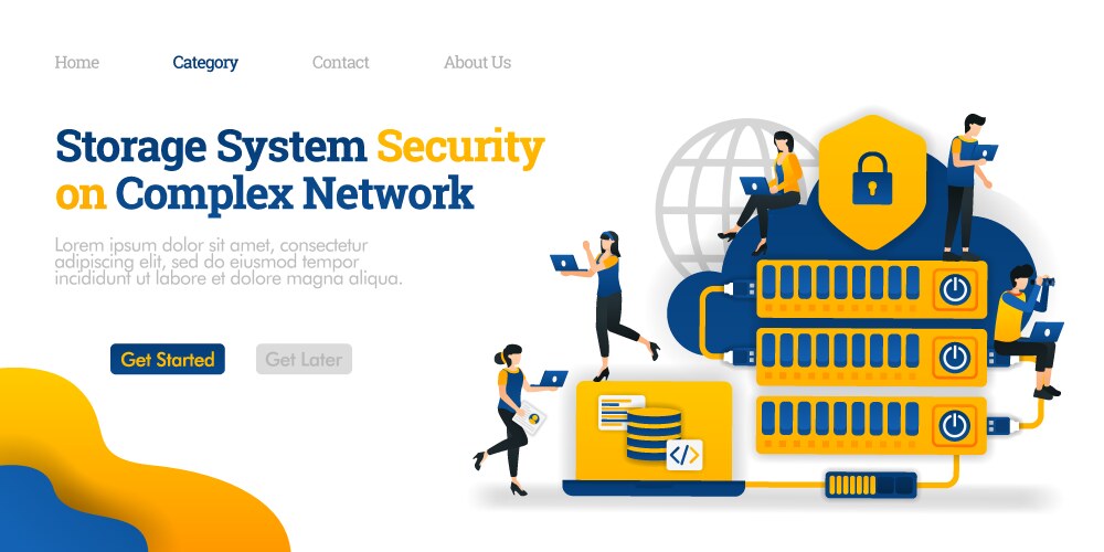 Storage system security in complex network vector image