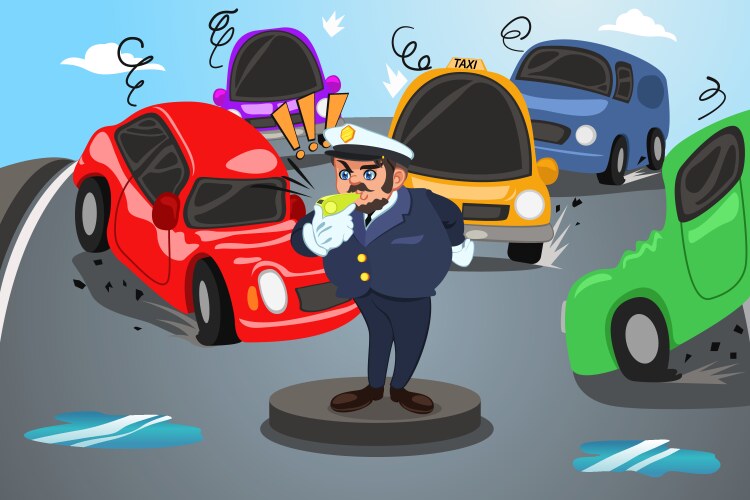 Back to school posterpoliceman direct traffic Vector Image