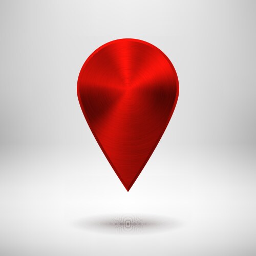 Technology pointer button with red metal texture vector image