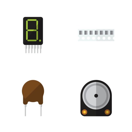 Flat device set of display hdd triode and other vector image