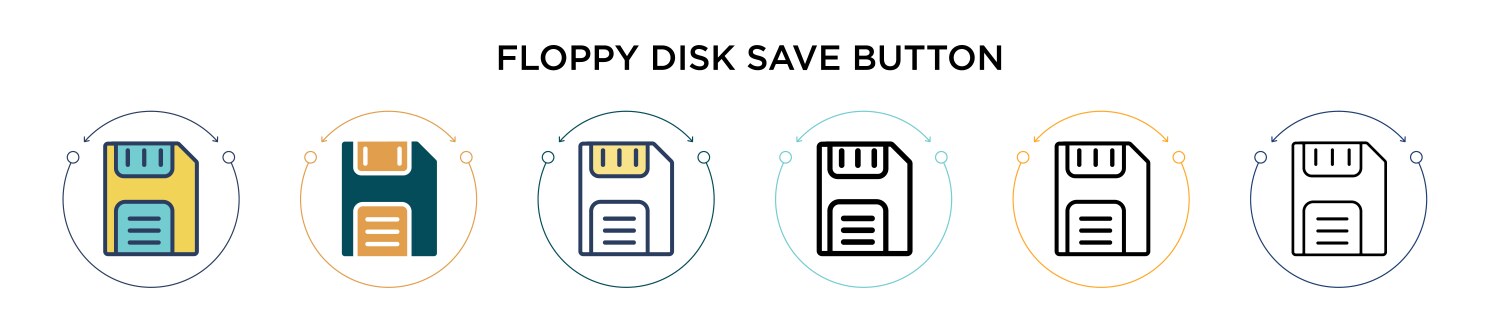 Floppy disk save button icon in filled thin line vector image