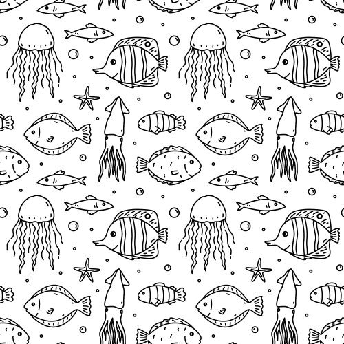 Ocean Creature Seamless Pattern Vector Image