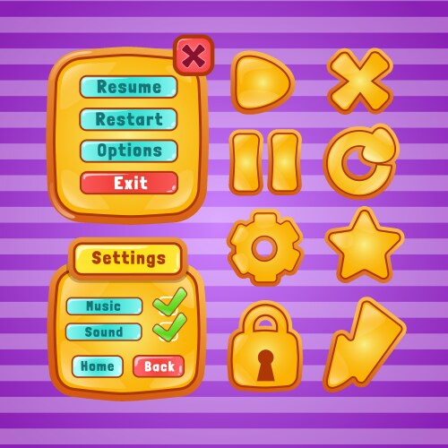 Game template gui kit interface log in page vector image