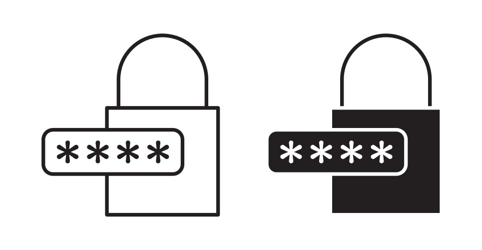 Password icon set in thin line for web vector image