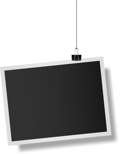 Realistic empty photo frame hanging on a string vector image