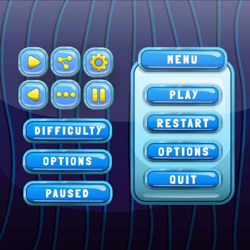 Game template gui kit interface log in page vector image