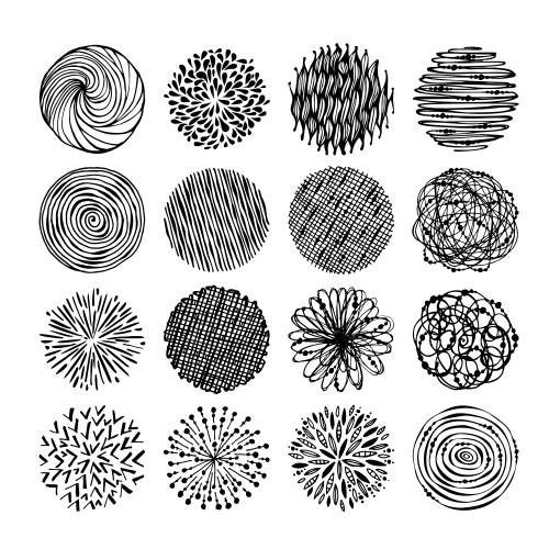 Hand drawn circle line sketch set Royalty Free Vector Image
