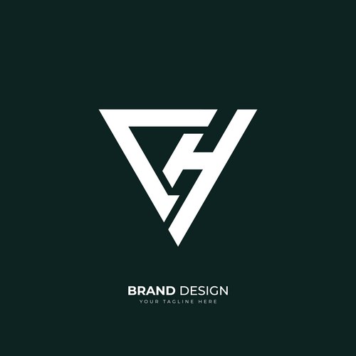 Minimal Triangle CH/HC Monogram Logo Vector Image