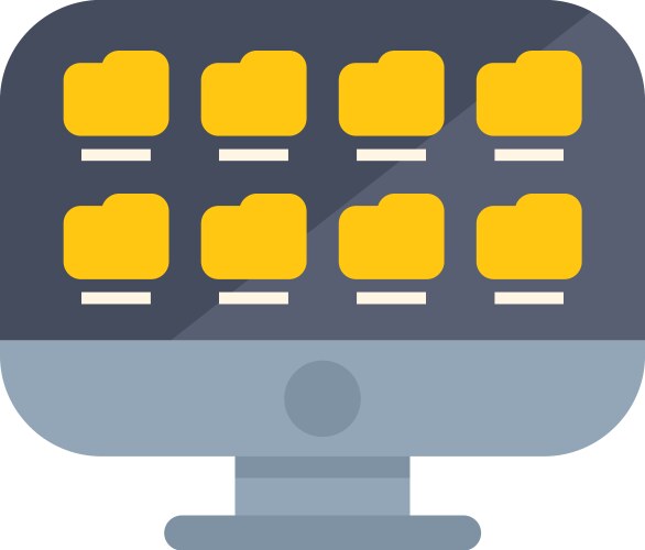 Desktop computer displaying folder icons vector image