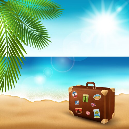 Ocean beach with surf board Royalty Free Vector Image