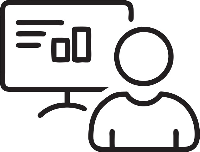 An analyst using computer dashboard for data vektorbild