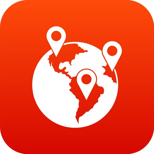 Globe and map pointers icon digital red vector image