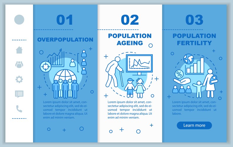 Population onboarding mobile web pages template vector image