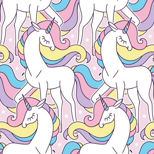 Seamless pattern with white beautiful unicorns vector image