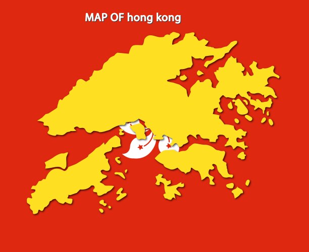 Map of hong kong with flag background design vector image