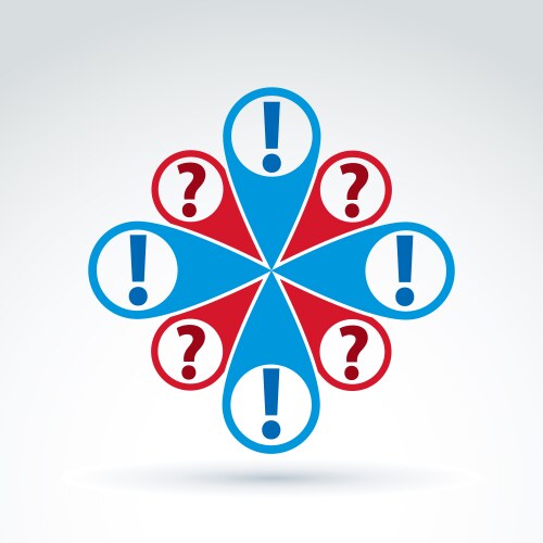 Map pointer with a question and exclamation marks vector image