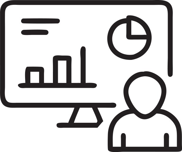 Analyst using computer dashboard for data vektorbild