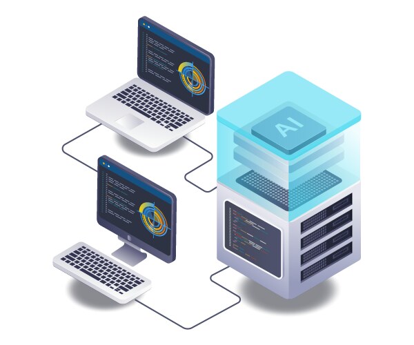 Artificial intelligence server computer vector image