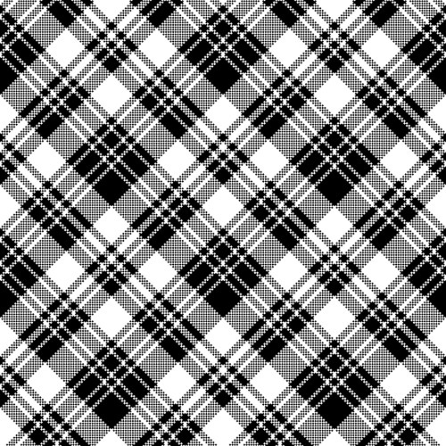 Pixel Check Fabric - Black & White Vector Image