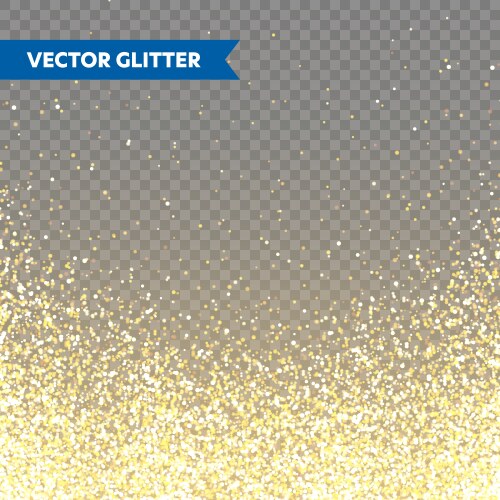 Sparkling golden glitter on transparent vector image