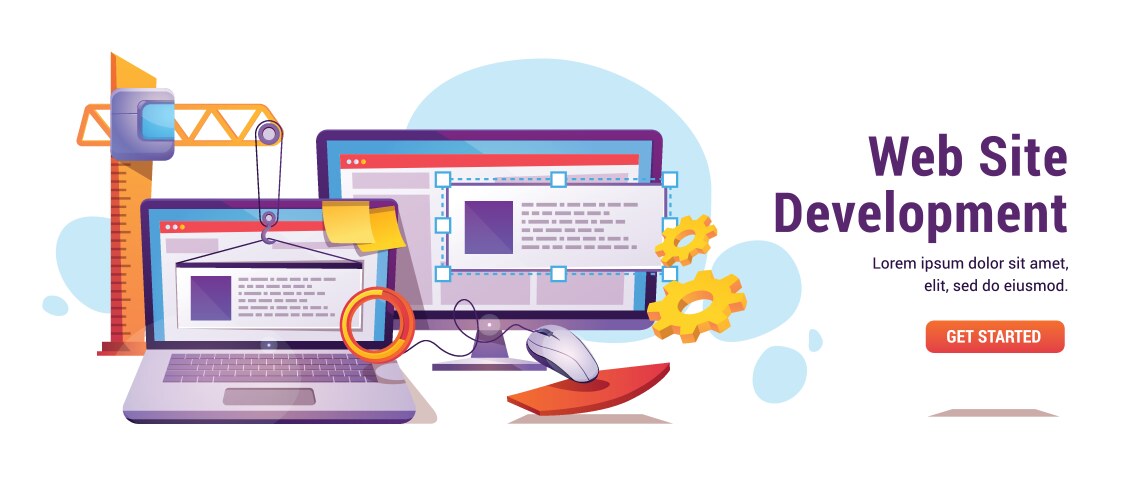 Web site development programming or coding banner vektorbild