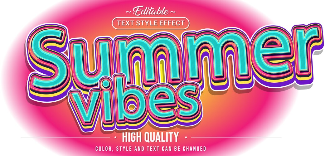 Editable text style effect - summer vibes vector image